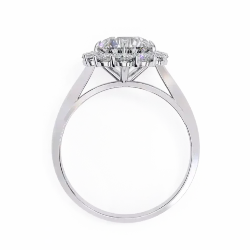 Round Halo 0.784 Carat Diamond Solid Gold Engagement Ring