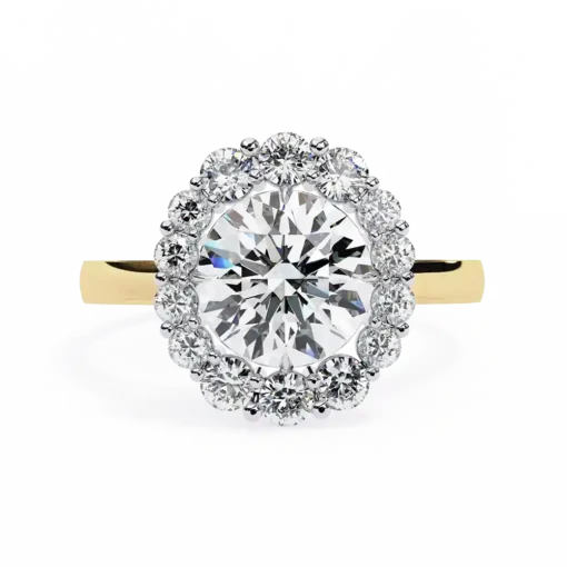 Round Halo 0.784 Carat Diamond Solid Gold Engagement Ring - Image 4