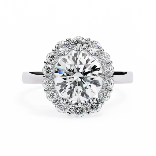 Round Halo 0.784 Carat Diamond Solid Gold Engagement Ring - Image 5