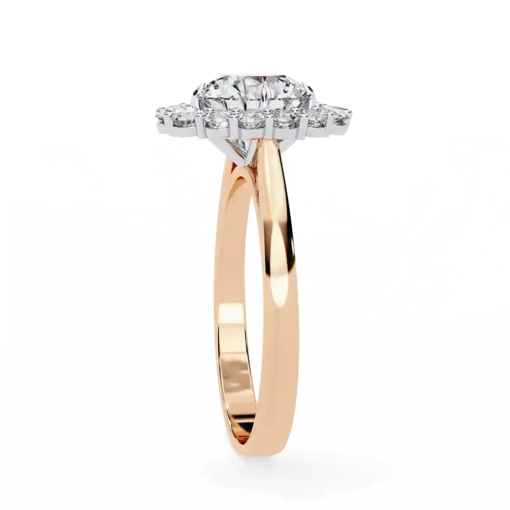 Round Halo 0.784 Carat Diamond Solid Gold Engagement Ring - Image 7