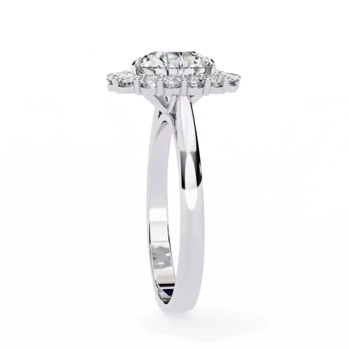 Round Halo 0.784 Carat Diamond Solid Gold Engagement Ring - Image 8