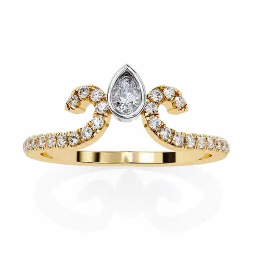 Bezel 0.3 Carat Diamond Solid Gold Engagement Ring - Image 2