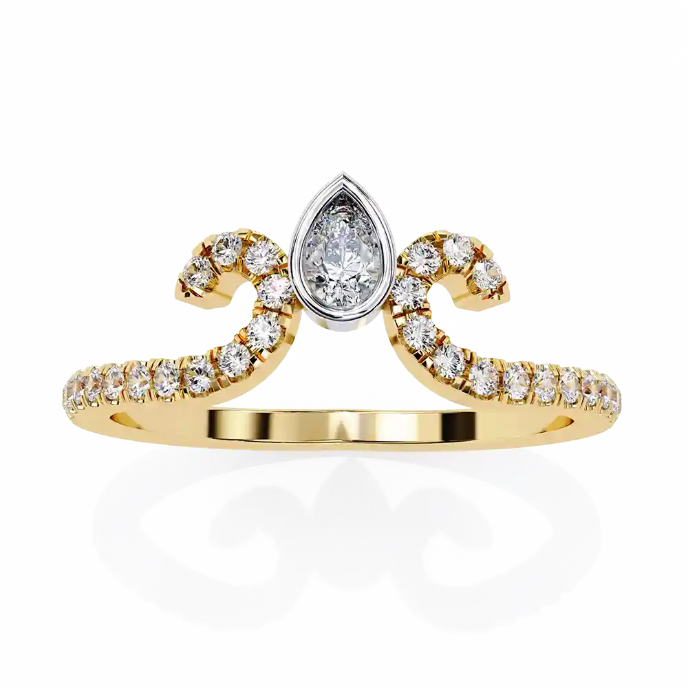 Bezel 0.3 Carat Diamond Solid Gold Engagement Ring - Image 2