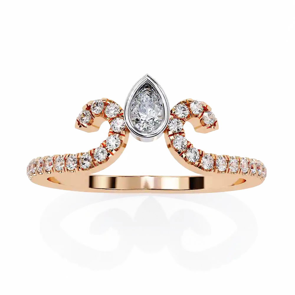 Bezel 0.3 Carat Diamond Solid Gold Engagement Ring
