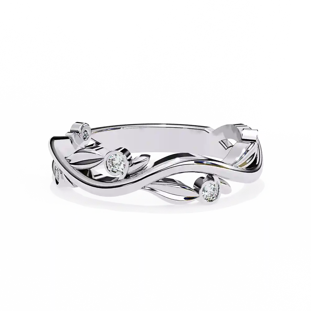 Diamond Bands 0.06 Carat Diamond Solid Gold Engagement Ring