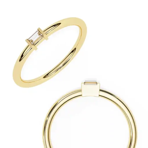 Bezel 0.11 Carat Diamond Solid Gold Engagement Ring - Image 7
