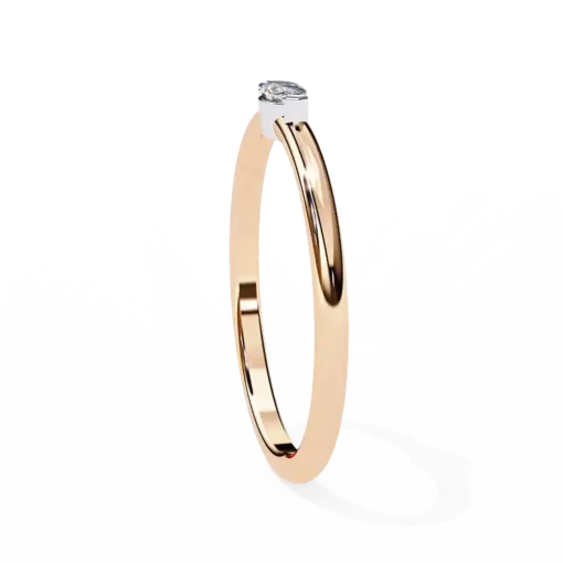 Bezel 0.1 Carat Diamond Solid Gold Engagement Ring - Image 2