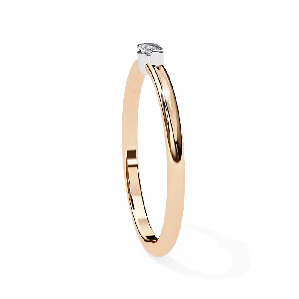 Bezel 0.1 Carat Diamond Solid Gold Engagement Ring - Image 2