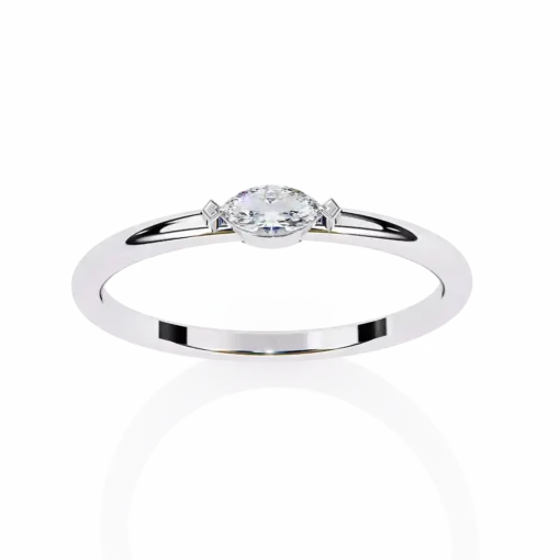 Bezel 0.1 Carat Diamond Solid Gold Engagement Ring - Image 4