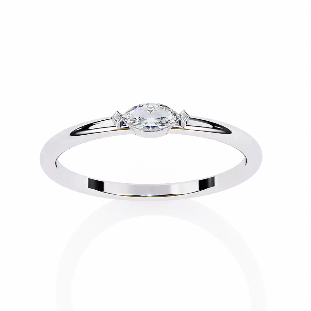 Bezel 0.1 Carat Diamond Solid Gold Engagement Ring - Image 4