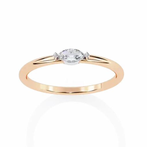Bezel 0.1 Carat Diamond Solid Gold Engagement Ring - Image 5