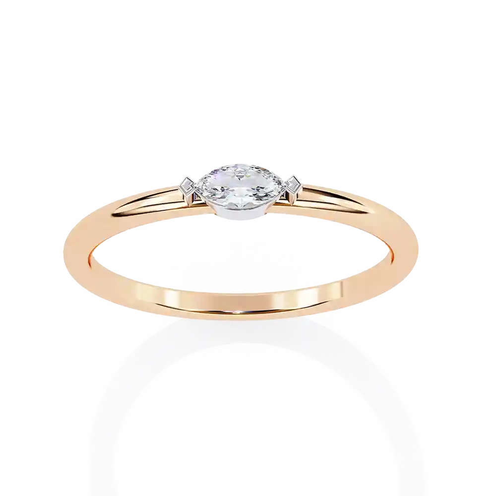 Bezel 0.1 Carat Diamond Solid Gold Engagement Ring - Image 5