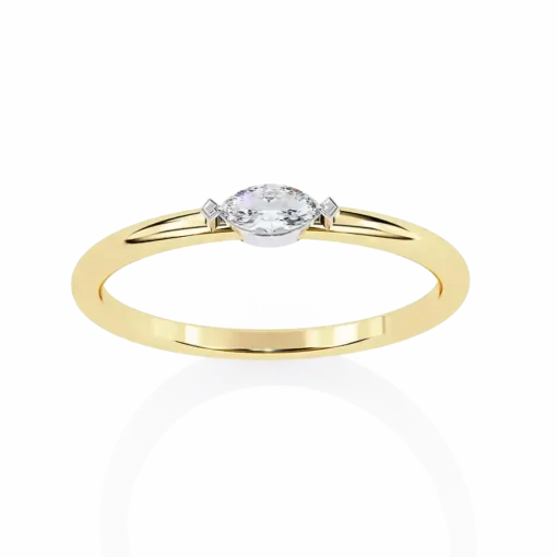 Bezel 0.1 Carat Diamond Solid Gold Engagement Ring - Image 6