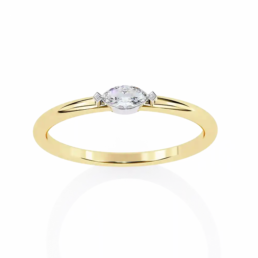 Bezel 0.1 Carat Diamond Solid Gold Engagement Ring - Image 6