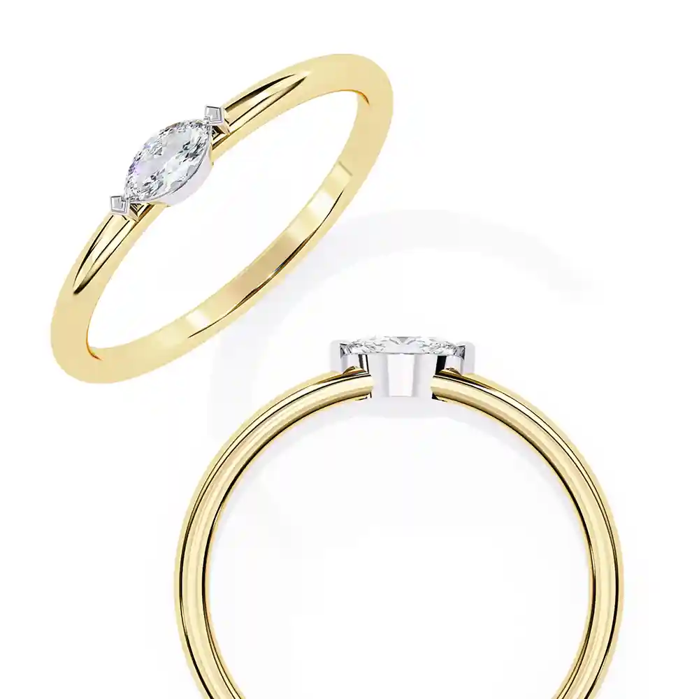 Bezel 0.1 Carat Diamond Solid Gold Engagement Ring - Image 7