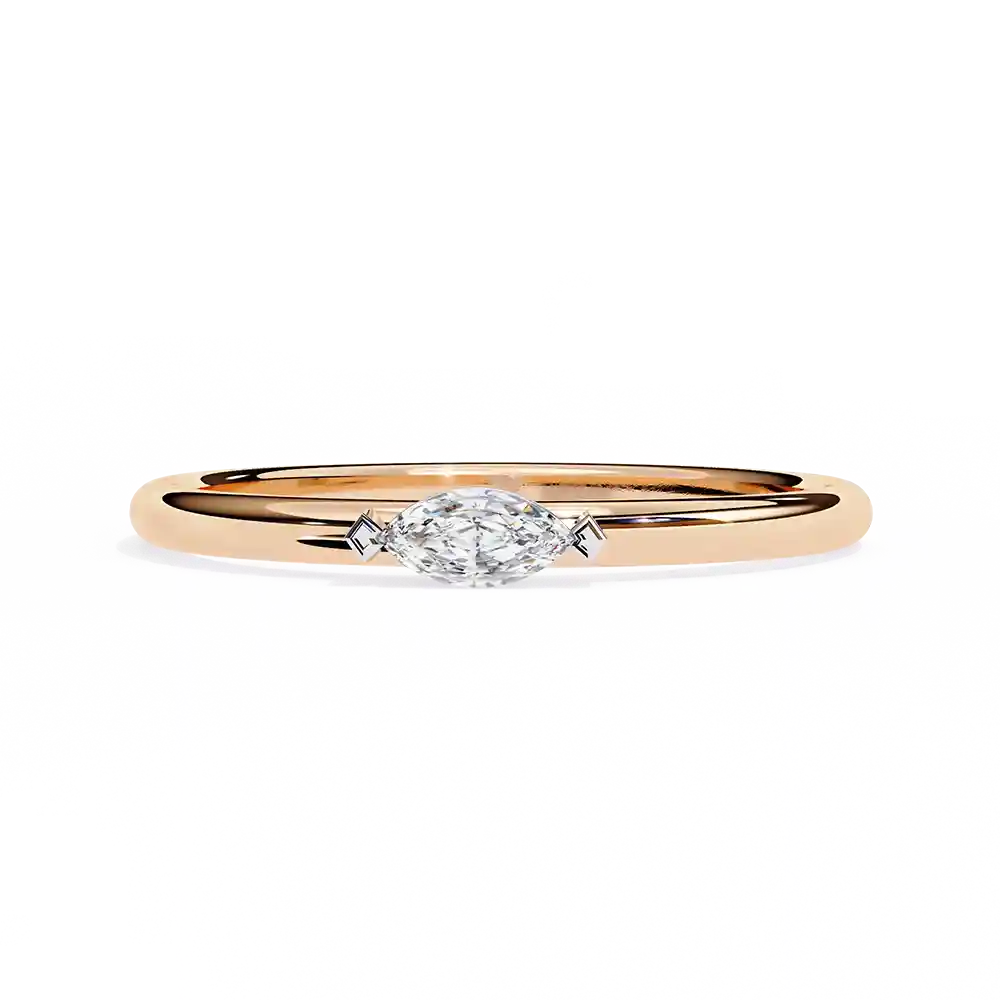 Bezel 0.1 Carat Diamond Solid Gold Engagement Ring - Image 9