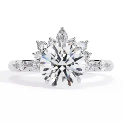 Round Unique 0.258 Carat Diamond Solid Gold Engagement Ring