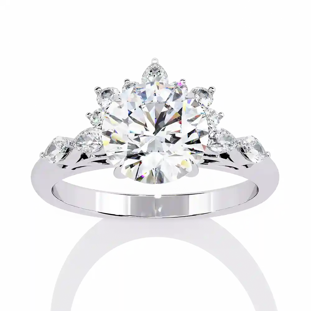 Round Unique 0.258 Carat Diamond Solid Gold Engagement Ring - Image 5