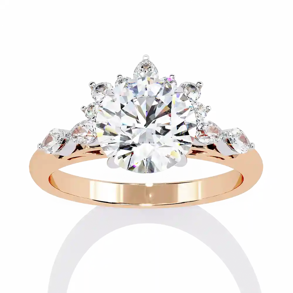 Round Unique 0.258 Carat Diamond Solid Gold Engagement Ring - Image 6