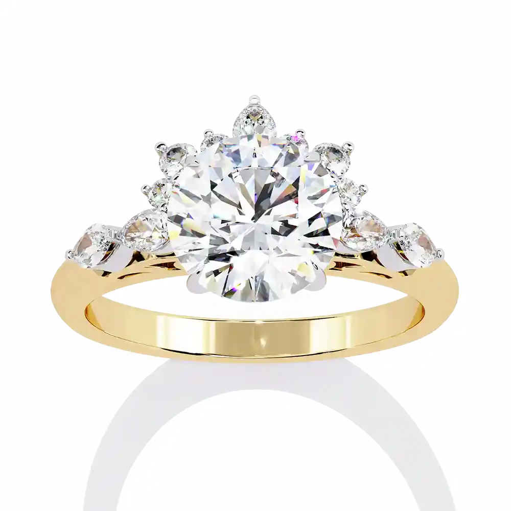 Round Unique 0.258 Carat Diamond Solid Gold Engagement Ring - Image 7