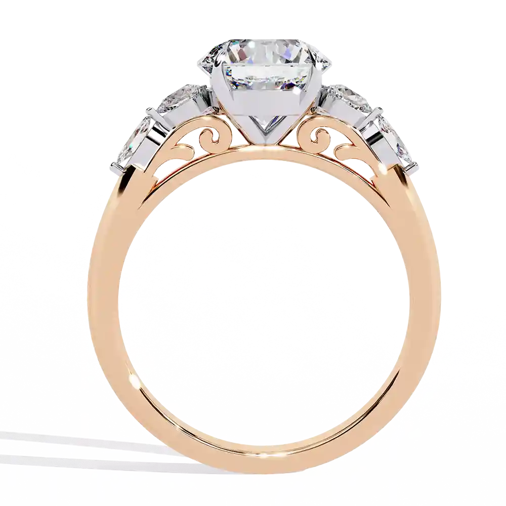 Round Unique 0.258 Carat Diamond Solid Gold Engagement Ring - Image 9