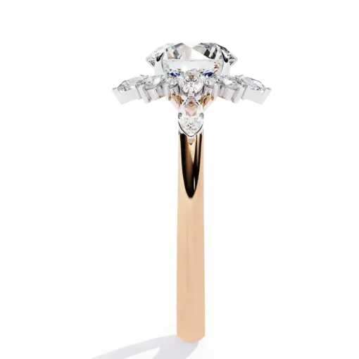 Round Unique 0.489 Carat Diamond Solid Gold Engagement Ring - Image 2