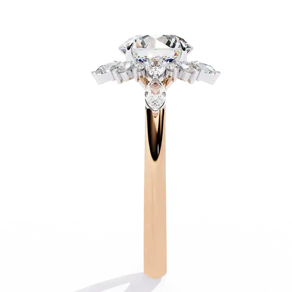 Round Unique 0.489 Carat Diamond Solid Gold Engagement Ring - Image 2