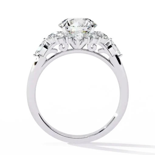 Round Unique 0.489 Carat Diamond Solid Gold Engagement Ring - Image 10