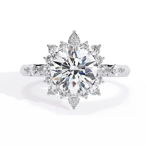 Round Unique 0.489 Carat Diamond Solid Gold Engagement Ring