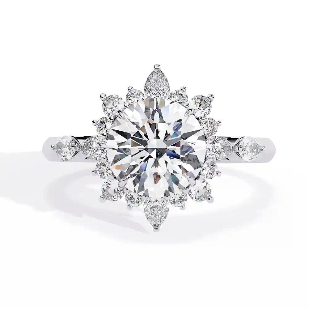 Round Unique 0.489 Carat Diamond Solid Gold Engagement Ring