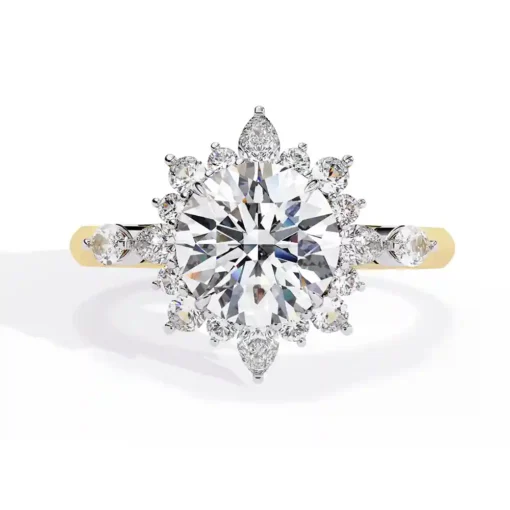 Round Unique 0.489 Carat Diamond Solid Gold Engagement Ring - Image 3