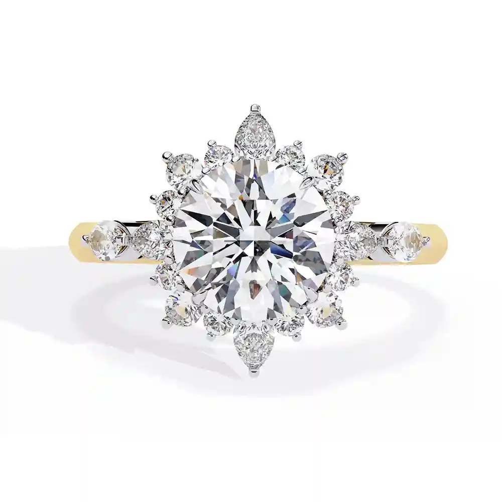 Round Unique 0.489 Carat Diamond Solid Gold Engagement Ring - Image 3
