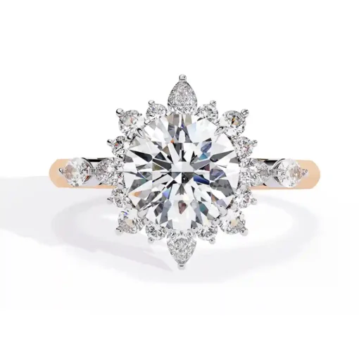 Round Unique 0.489 Carat Diamond Solid Gold Engagement Ring - Image 4