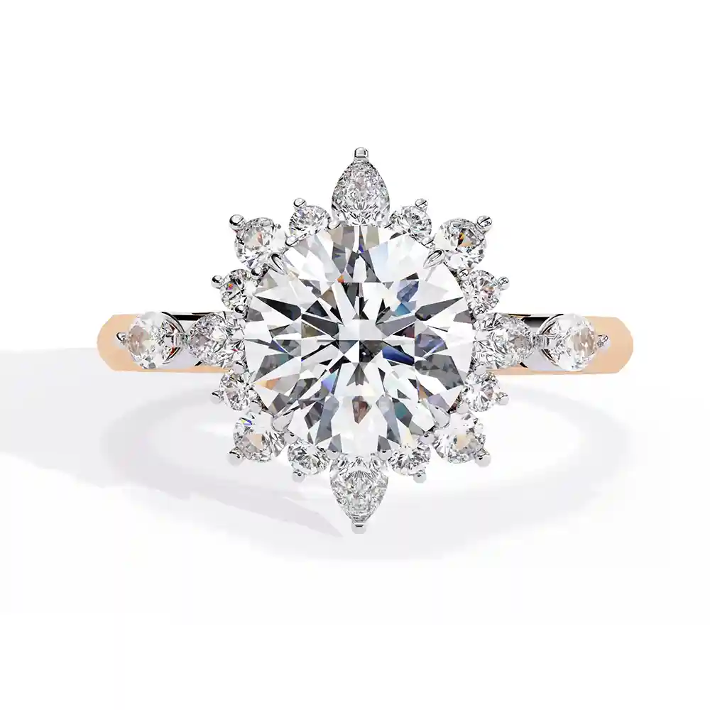 Round Unique 0.489 Carat Diamond Solid Gold Engagement Ring - Image 4