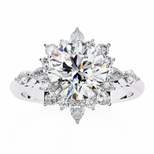 Round Unique 0.489 Carat Diamond Solid Gold Engagement Ring - Image 5