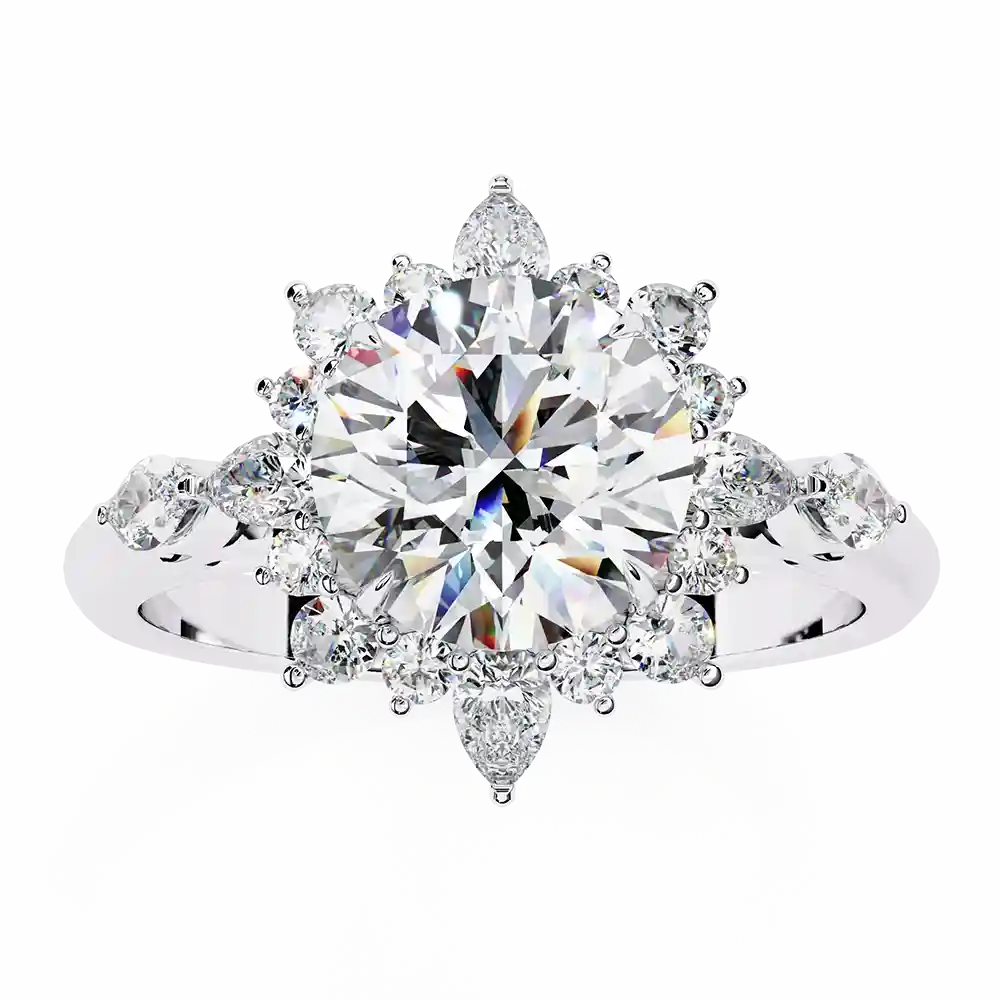 Round Unique 0.489 Carat Diamond Solid Gold Engagement Ring - Image 5