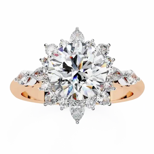 Round Unique 0.489 Carat Diamond Solid Gold Engagement Ring - Image 6