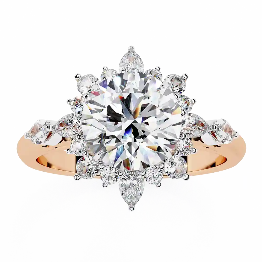 Round Unique 0.489 Carat Diamond Solid Gold Engagement Ring - Image 6