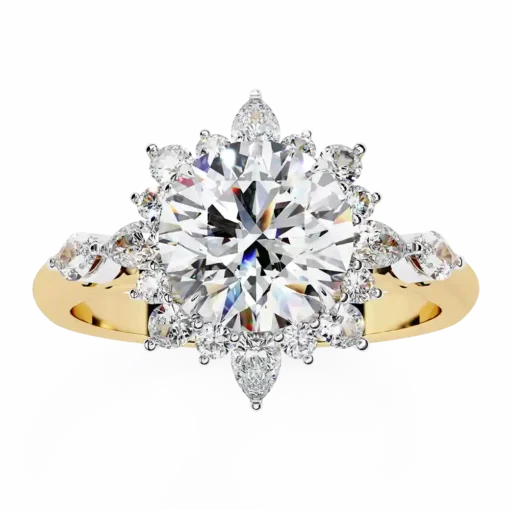 Round Unique 0.489 Carat Diamond Solid Gold Engagement Ring - Image 7