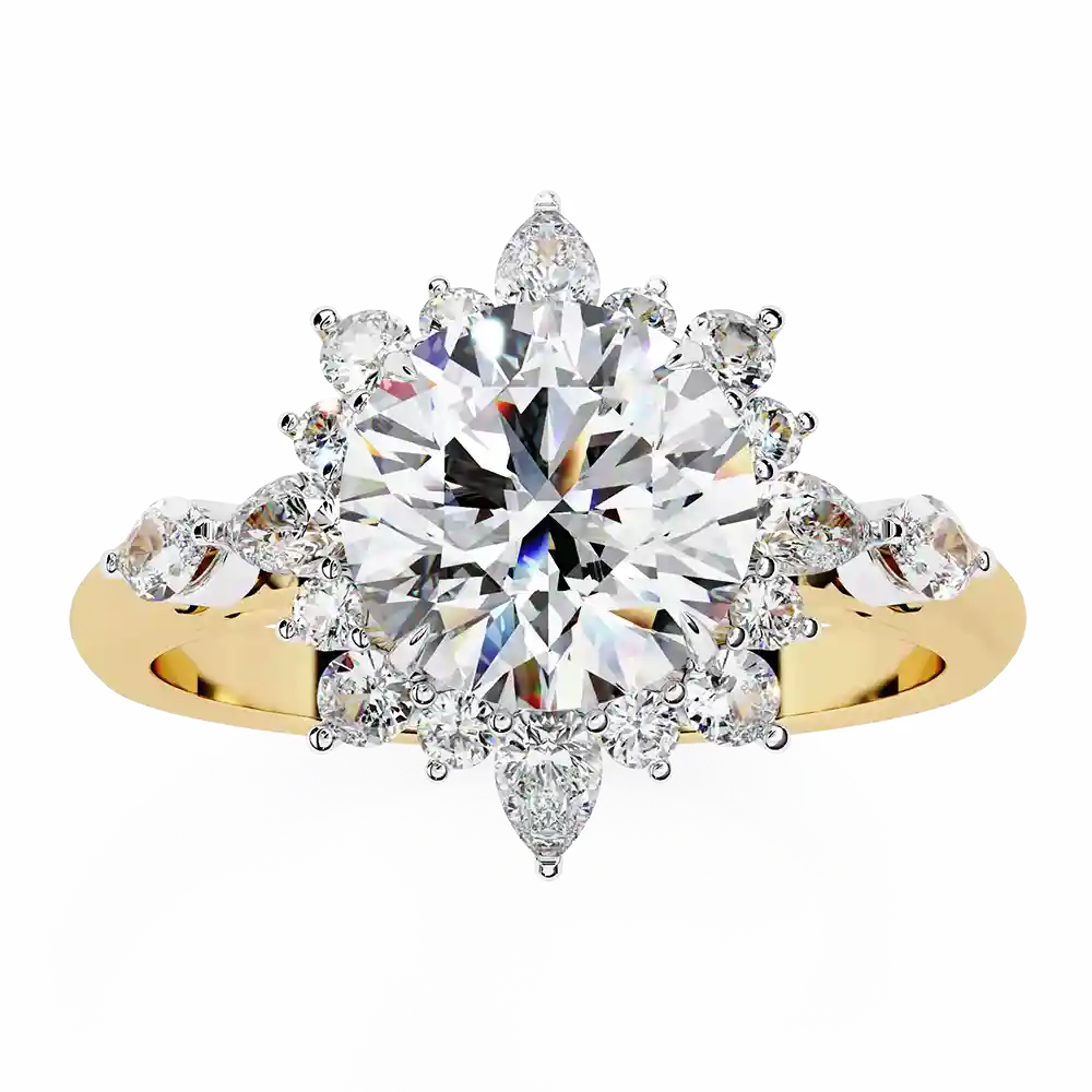 Round Unique 0.489 Carat Diamond Solid Gold Engagement Ring - Image 7