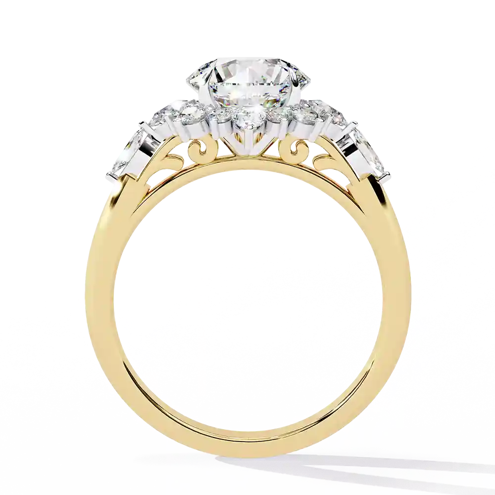 Round Unique 0.489 Carat Diamond Solid Gold Engagement Ring - Image 8