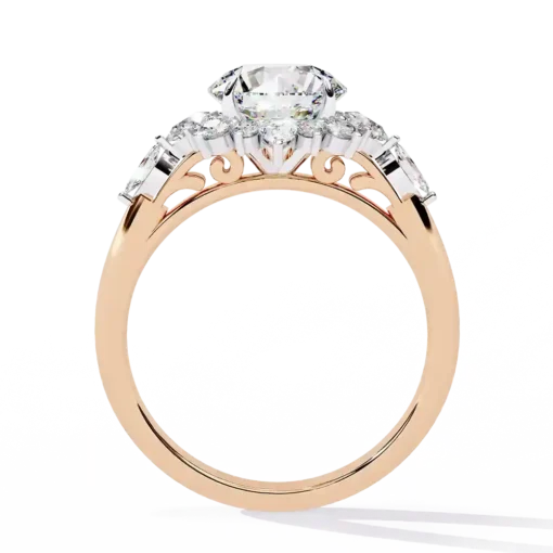 Round Unique 0.489 Carat Diamond Solid Gold Engagement Ring - Image 9