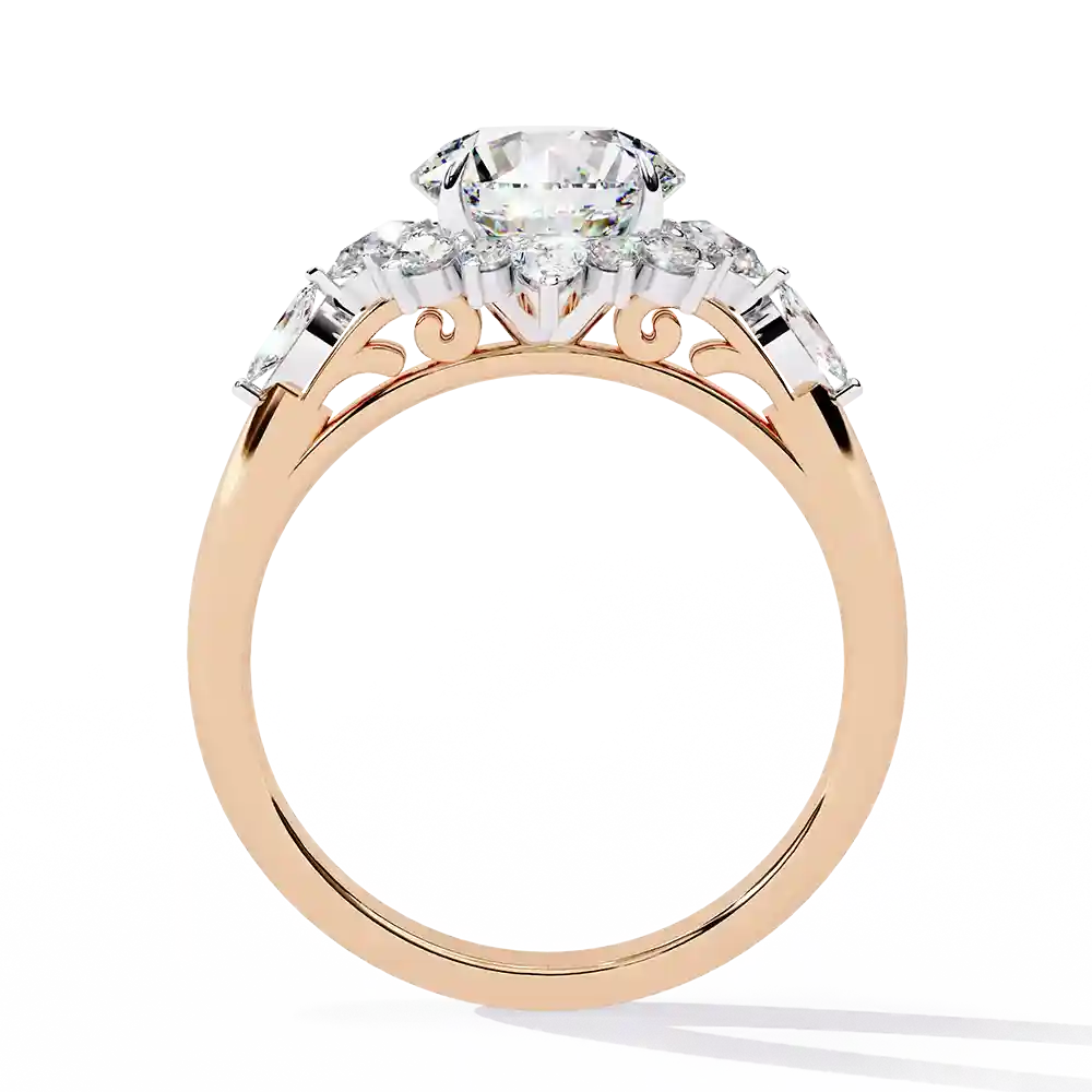 Round Unique 0.489 Carat Diamond Solid Gold Engagement Ring - Image 9