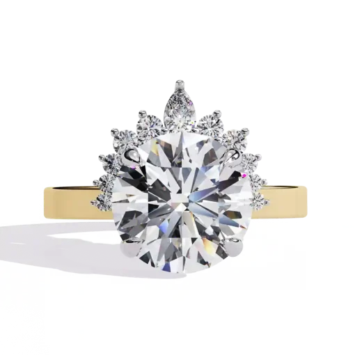 Round Unique 0.483 Carat Diamond Solid Gold Engagement Ring - Image 4