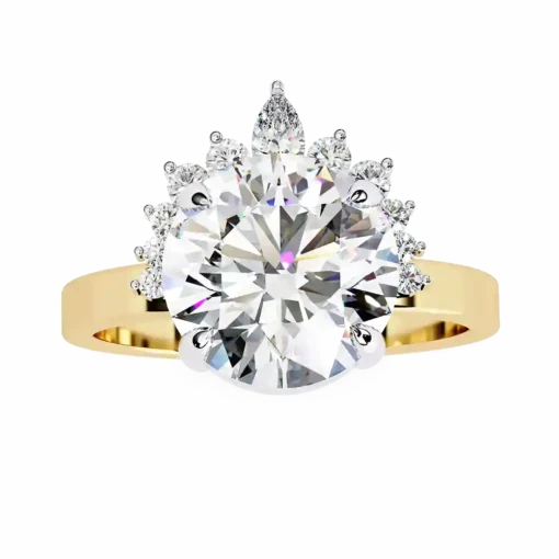 Round Unique 0.483 Carat Diamond Solid Gold Engagement Ring - Image 7