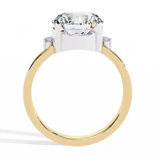 Round Unique 0.483 Carat Diamond Solid Gold Engagement Ring - Image 8