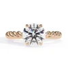 Round Unique Diamond Solid Gold Engagement Ring