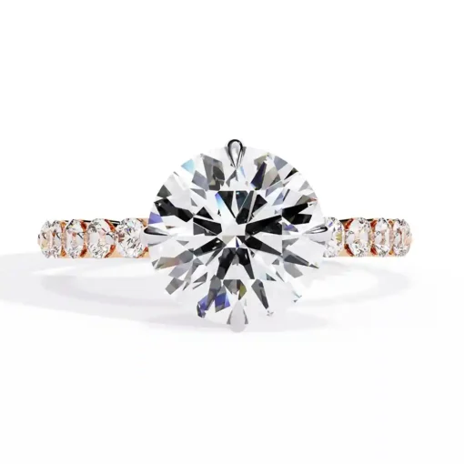 Round Diamond Bands 0.47 Carat Diamond Solid Gold Engagement Ring - Image 3