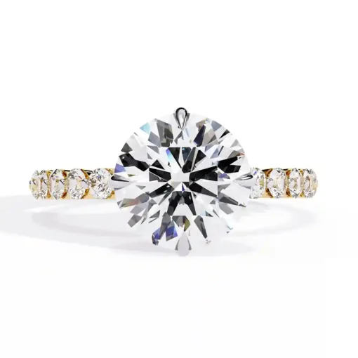 Round Diamond Bands 0.47 Carat Diamond Solid Gold Engagement Ring - Image 4