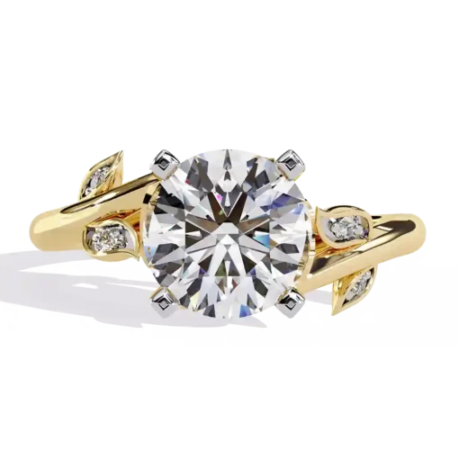 Round Unique 0.097 Carat Diamond Solid Gold Engagement Ring